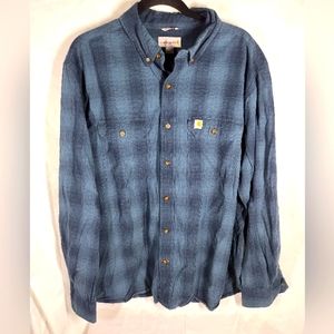 Carhartt Blue plaid button down relaxed fit shirt, XL